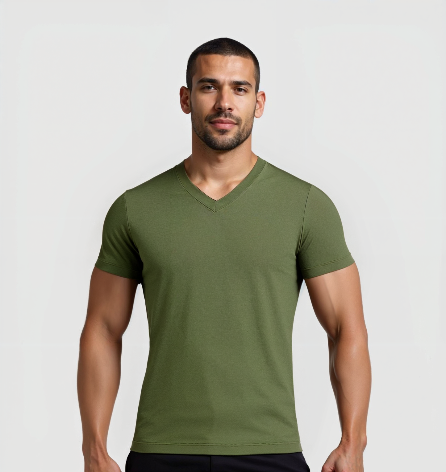 Le Tee-shirt Col V - Kaki