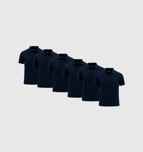 Pack de 6 Polos - Bleu marine