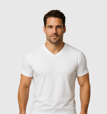 Le Tee-shirt Col V - Blanc