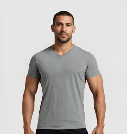 Le Tee-shirt Col V - Gris