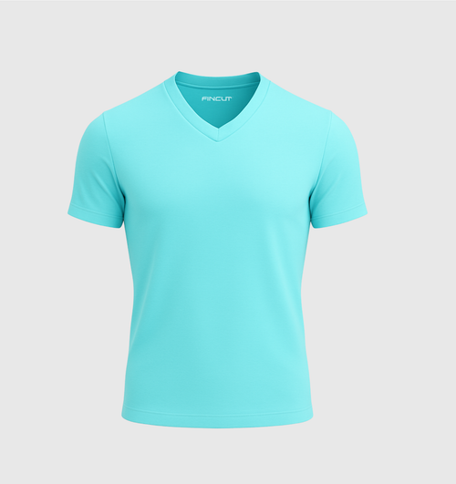 Le Tee-shirt Col V - Bleu turquoise