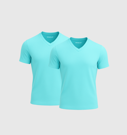 Pack de 2 Col V - Bleu turquoise