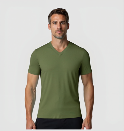 Le Tee-shirt Col V - Kaki