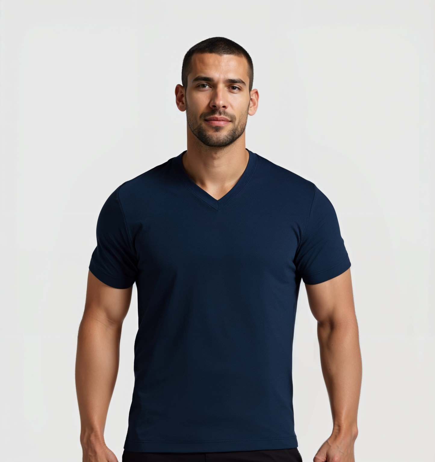 Le Tee-shirt Col V - Bleu marine